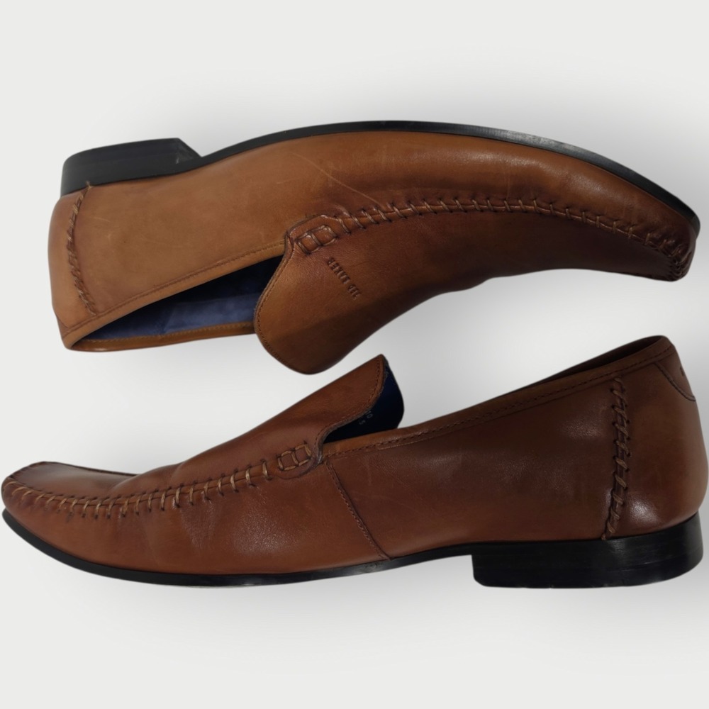 Ted‎ Baker London Mens Brown Leather Loafers Slip On Moc Toe Dress Shoes Sz 10 - Picture 5 of 6